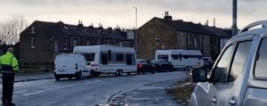 Travellers leaving site